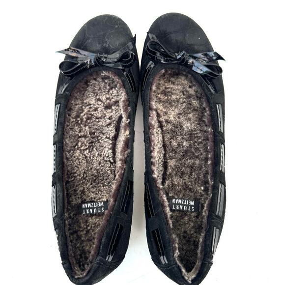 STUART WEITZMAN Fleece Lined Leather Ballet Flats Sz 6 / Classic Cozy Designer - Picture 5 of 10
